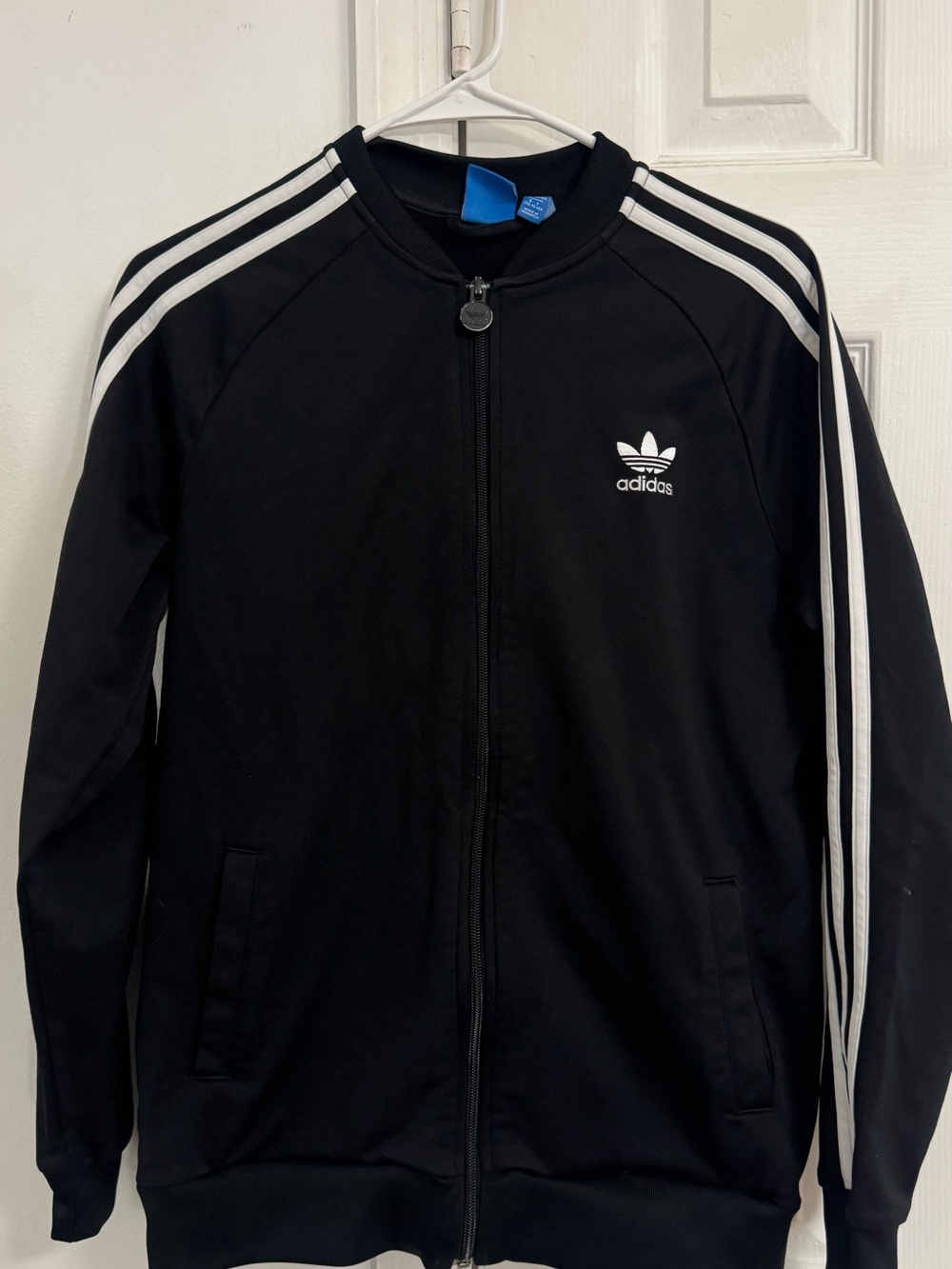adidas Black Track Jacket with White 3-Stripes